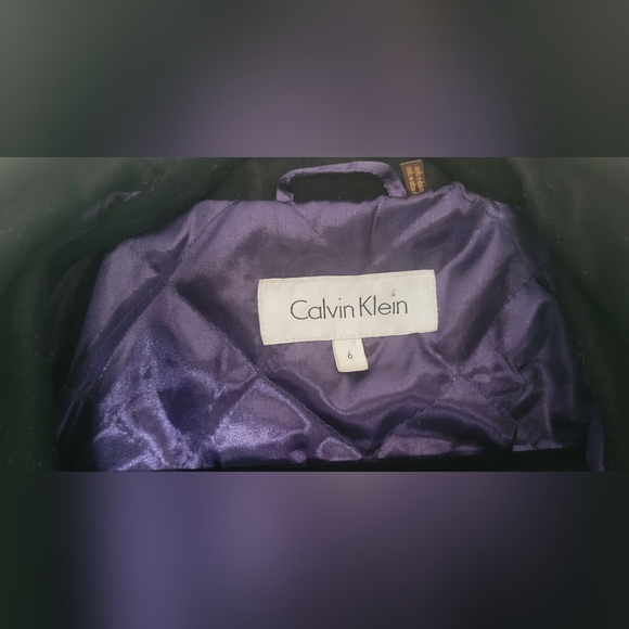 Calvin Klein Double Breasted Hooded Woolblend Peacoat With Purple Lining size 6 - Picture 10 of 16